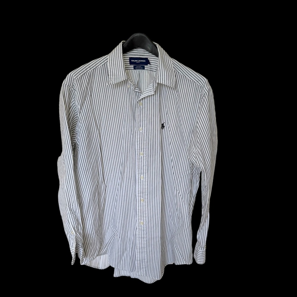 Ralph Lauren Golf Blake Large White Black Striped Cotton Button Down Shirt